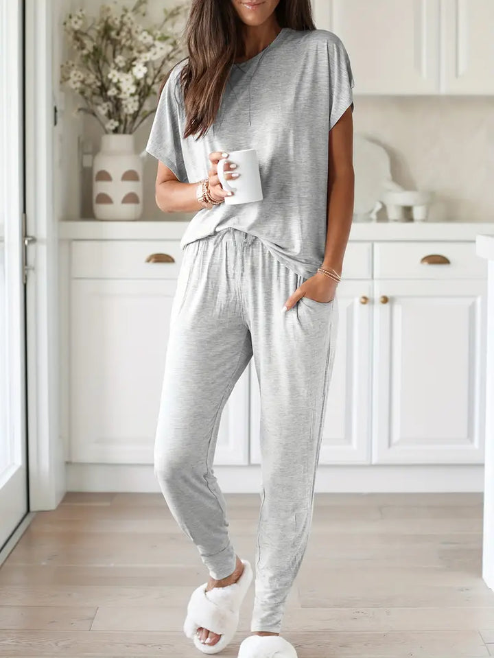 Casual 2 Piece Short Sleeve and Pants Lounge Set