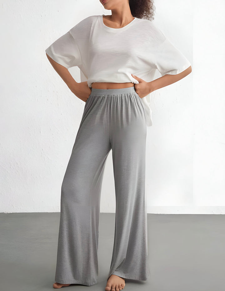 2 Piece Lounge Set with Oversized Top and Wide Leg Pants