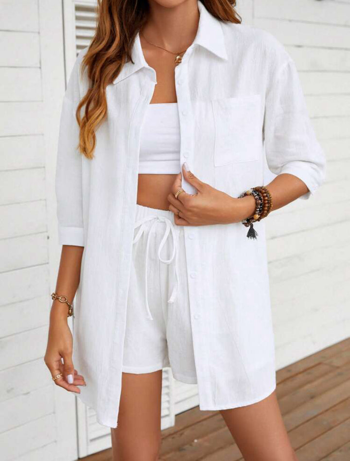 2 Piece Buttoned Shirt and Short Set