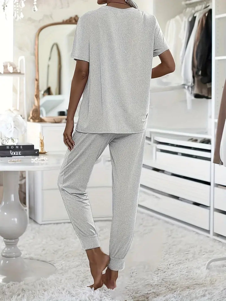 Casual 2 Piece Short Sleeve and Pants Lounge Set